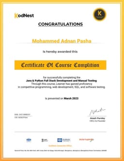 Kodnest Certificate